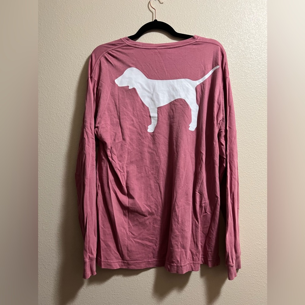 Victoria’s Secret PINK Long-Sleeve size Large Light Pink with White Dog Logo Top